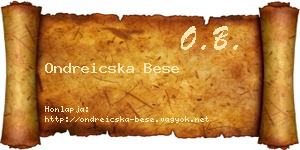 Ondreicska Bese névjegykártya